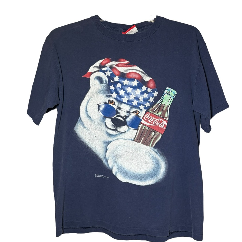 Vintage Coca-Cola Polar Bear T-Shirt 1995 Coke American Flag Doo Rag Mens L